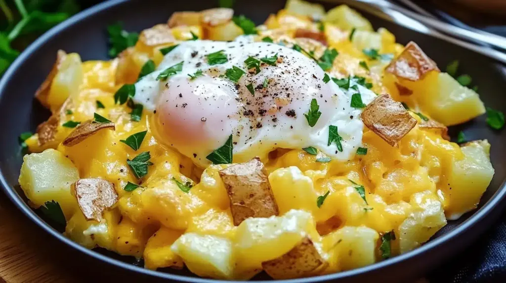 Cheesy Potato Egg Scramble