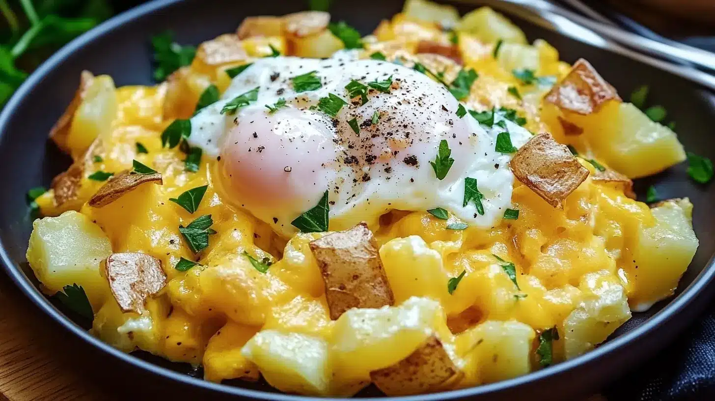 Cheesy Potato Egg Scramble