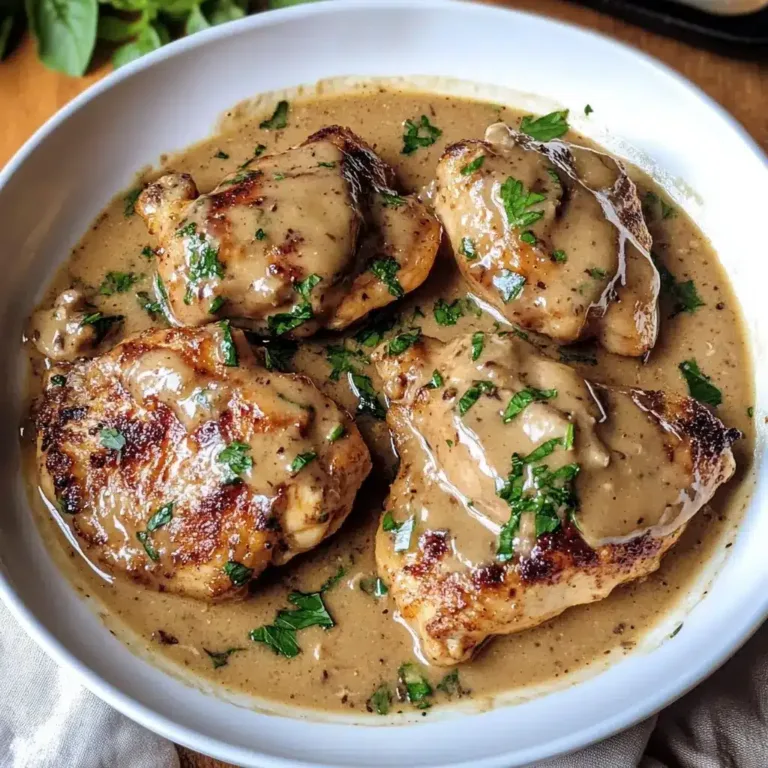 Creamy skillet chicken with dairy-free coconut sauce, garnished with herbs – perfect for easy dairy free chicken recipes.