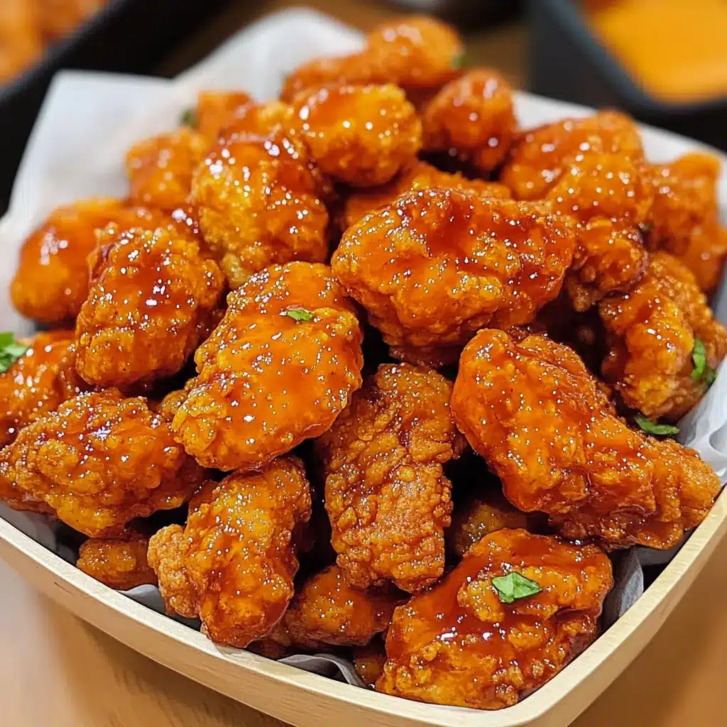 Crispy chicken nuggets coated in a glossy orange sauce – easy orange chicken recipe 3 ingredients