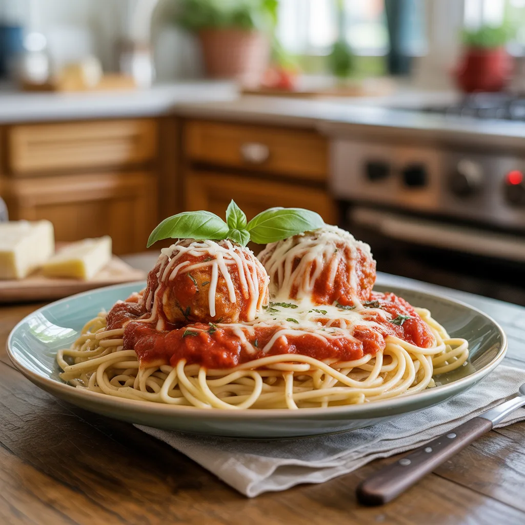 Chicken Parmesan Meatballs with Pasta: A Cozy Family Favorite
