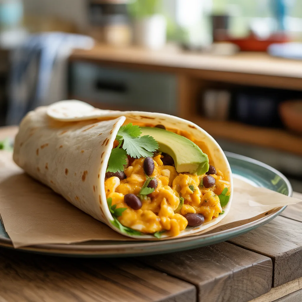 Spicy Scrambled Egg & Black Bean Wrap
