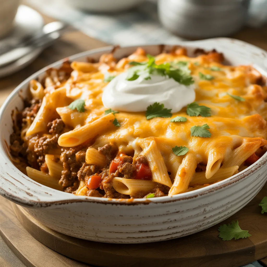 Cheesy Beef Taco Pasta Bake Your Family Will Love